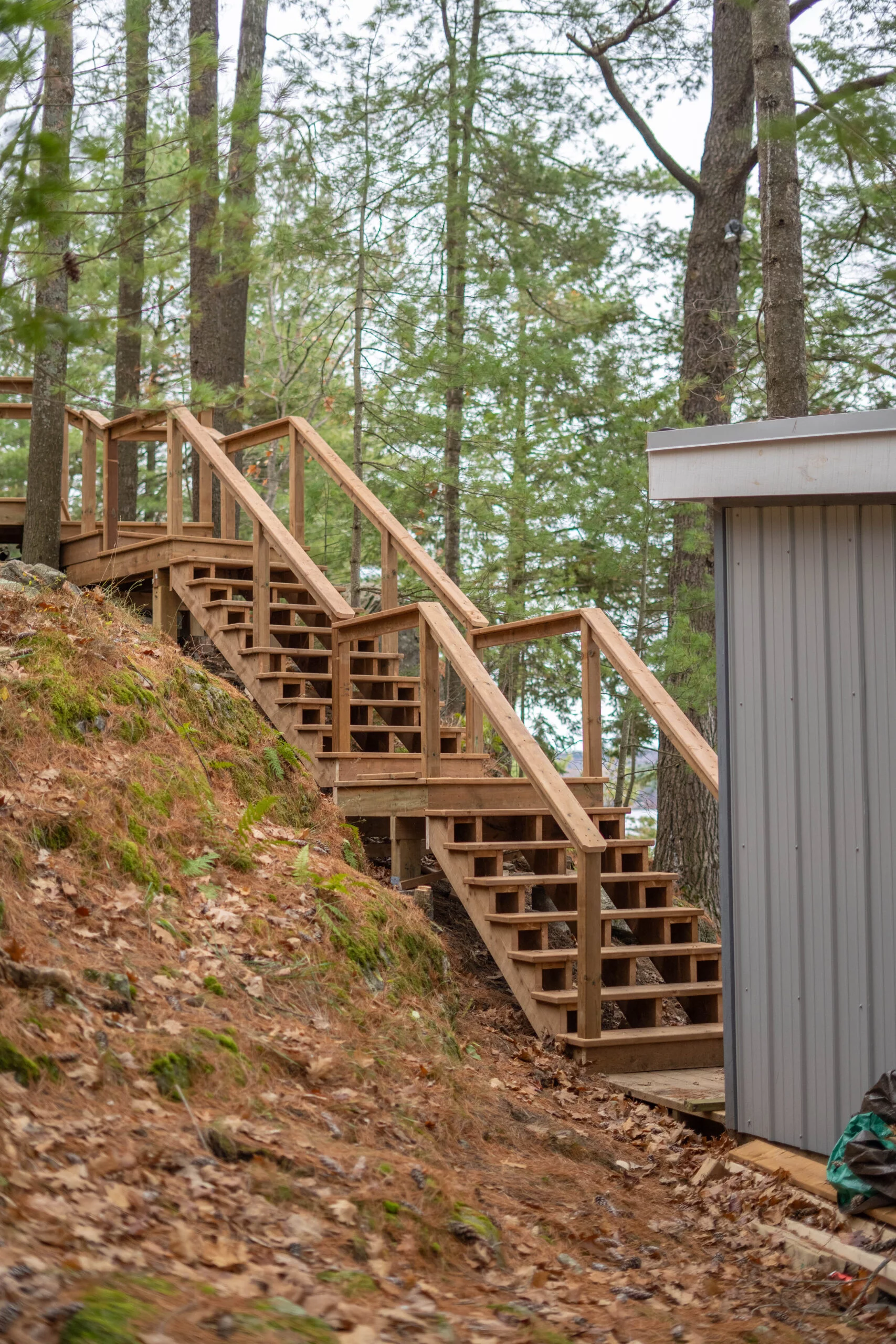 Stairs in construction by Lakeview Decks & Railings